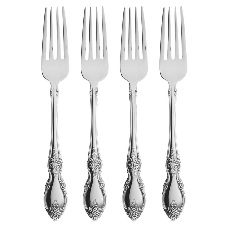 Oneida Louisiana 4-Piece Fine Dinner Forks Stainless Steel Silverware Set, 18/8 Stainless Steel Fork Set, Service For 4, Dishwasher Safe, Mirror Finish, Utensils, Flatware,Tableware (Silver, 4 Piece) - Image 1